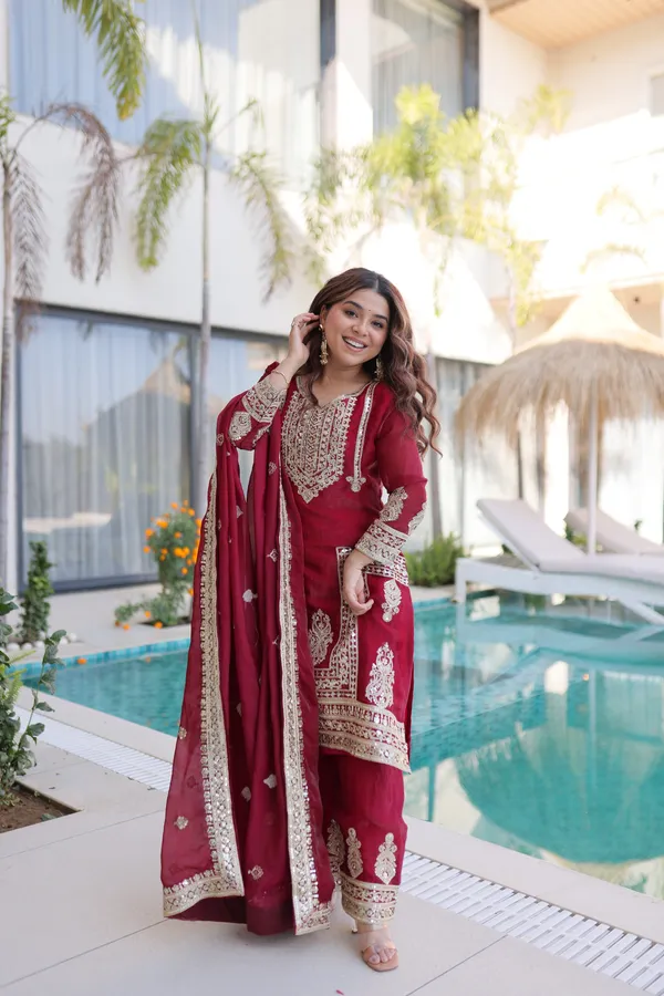Ruhani_Maroon_Silk_Suit