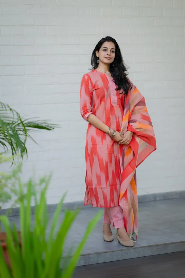 Rust_Ikkat_Handloom_Kurti_set