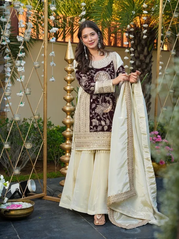 Wine_Velvet_Sharara_Set