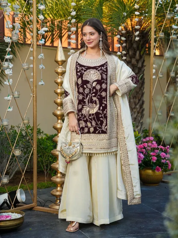 Wine_Velvet_Sharara_Set