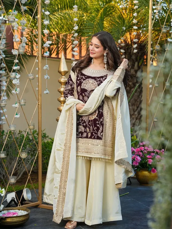 Wine_Velvet_Sharara_Set