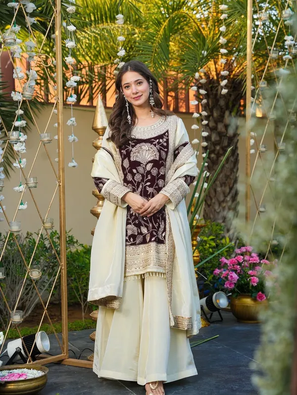 Wine_Velvet_Sharara_Set