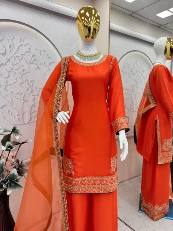 Zareen_Saffron_Embellished_Kurta_Set