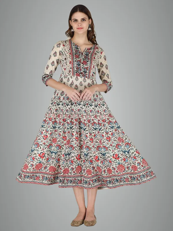 Cream_Rayon_Anarkali_Kurti_For_Women