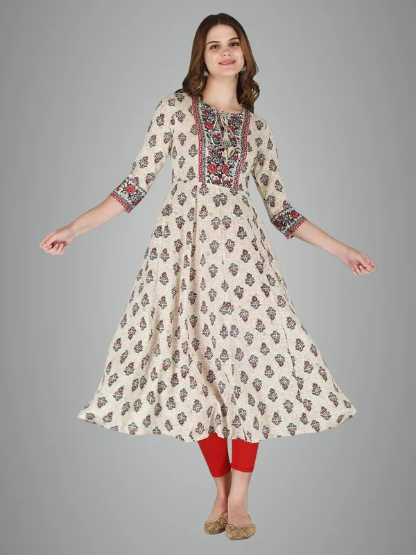 Cream_Rayon_Anarkali_Kurti_For_Women