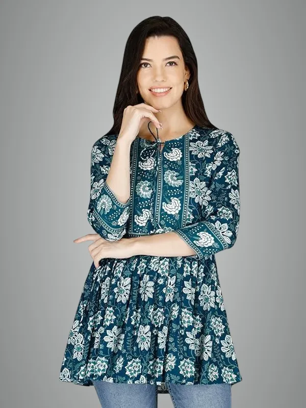 Blue_Cotton_Blend_Top_For_Women