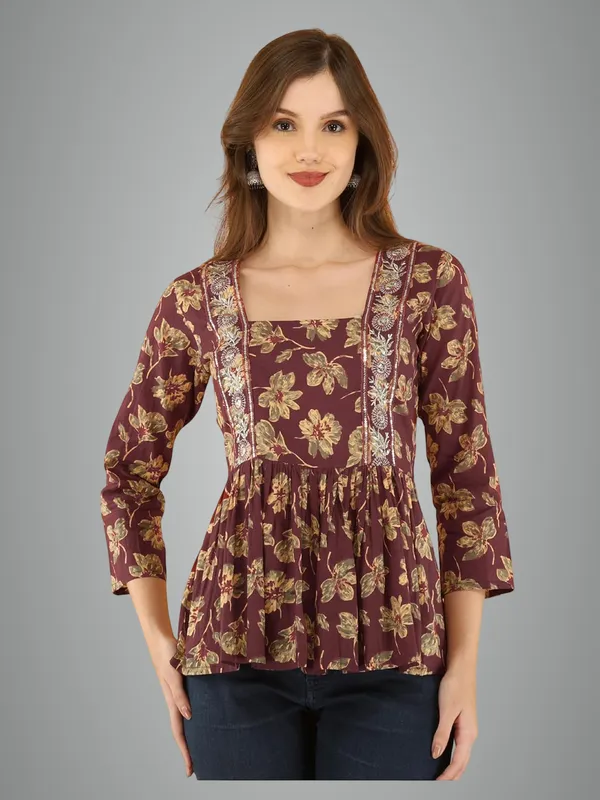 Maroon_Cotton_Blend_Top_For_Women