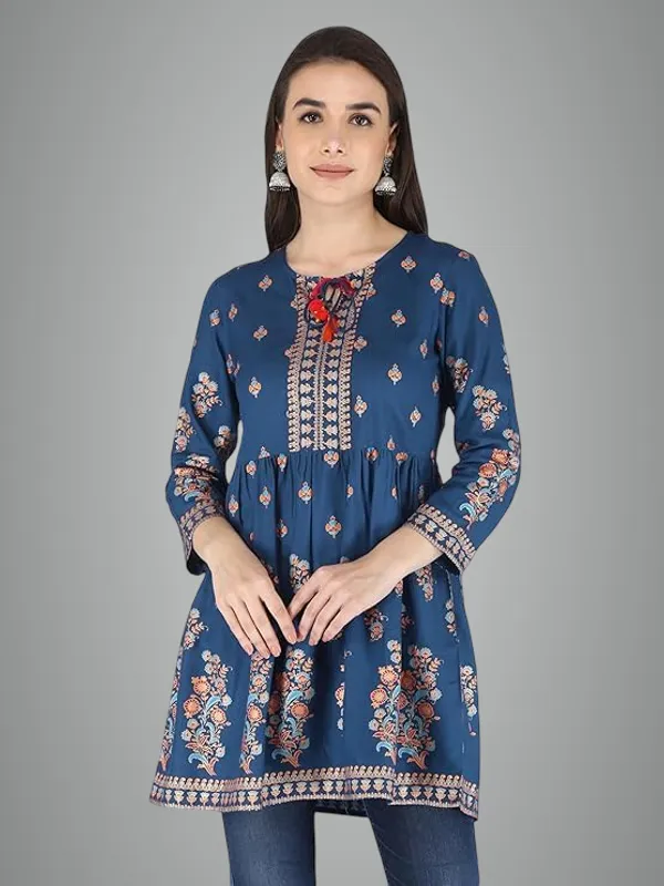 Blue_Rayon_Cotton_Blend_Top_For_Women