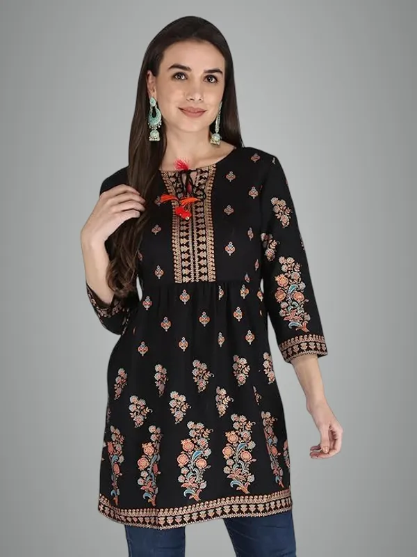 Black_Rayon_Cotton_Blend_Top_For_Women