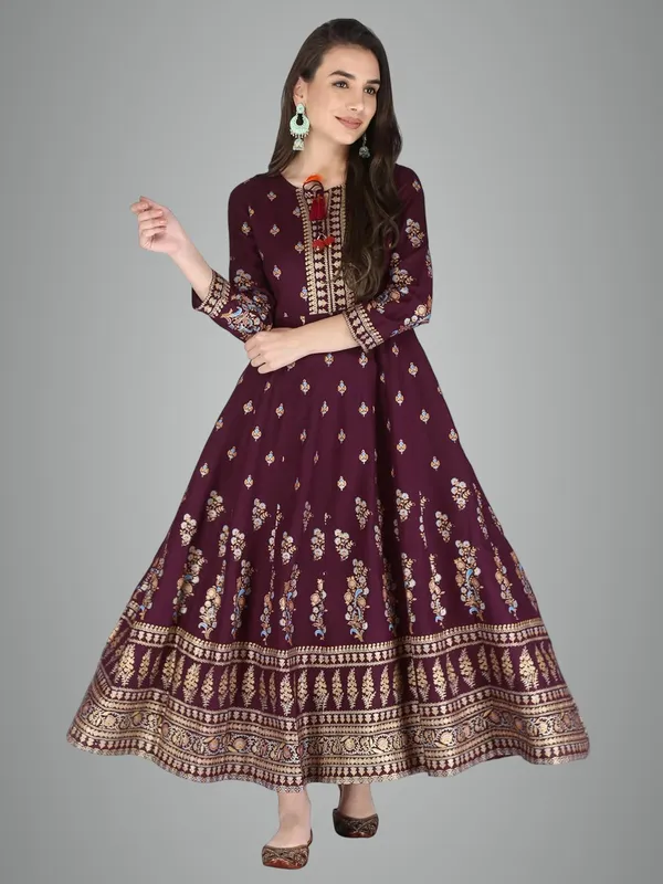 Wine_Rayon_Anarkali_Kurti_For_Women