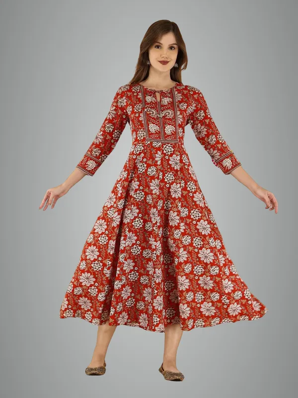 Red_Cotton_Anarkali_Kurti_For_Women