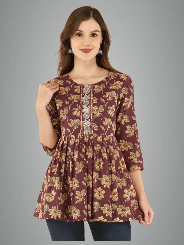Maroon_Cotton_Blend_Top_For_Women