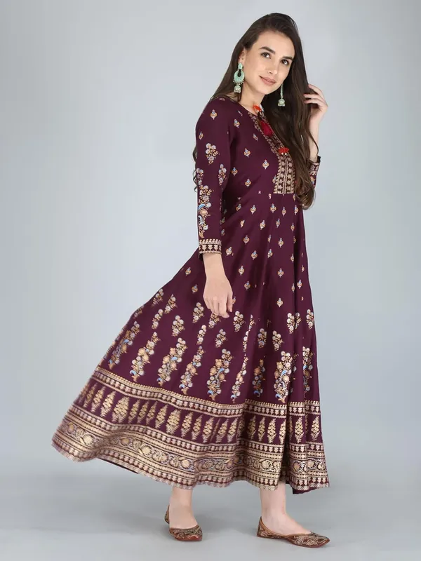Wine_Rayon_Anarkali_Kurti_For_Women