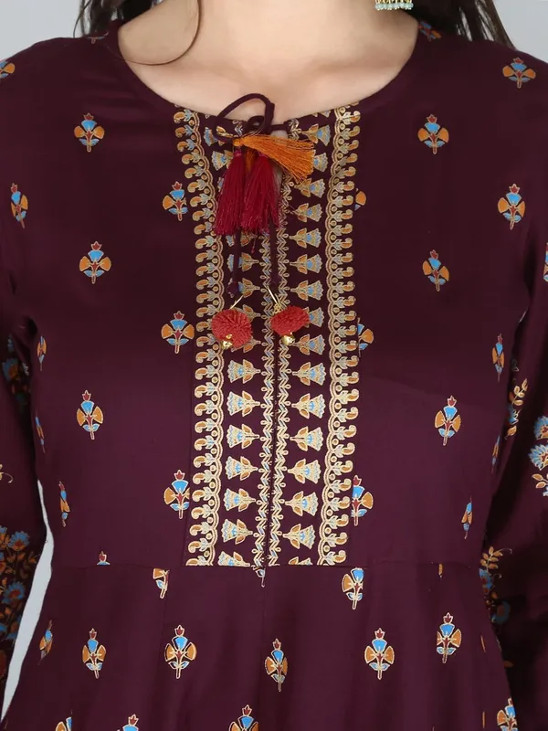 Wine_Rayon_Anarkali_Kurti_For_Women