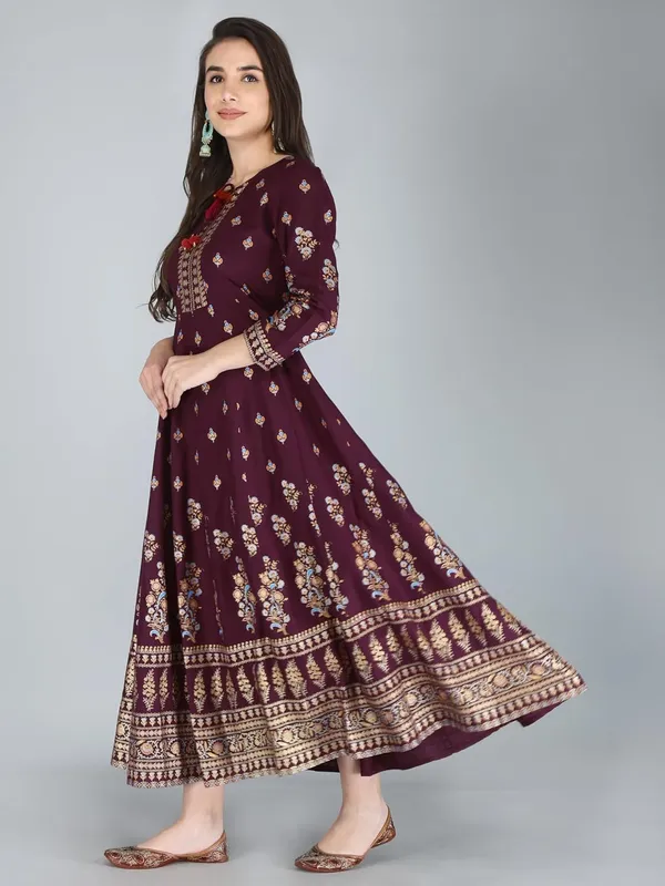 Wine_Rayon_Anarkali_Kurti_For_Women
