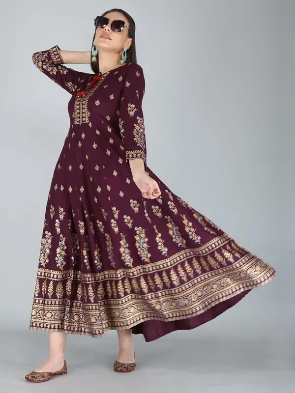 Wine_Rayon_Anarkali_Kurti_For_Women