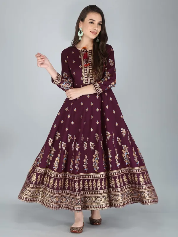 Wine_Rayon_Anarkali_Kurti_For_Women