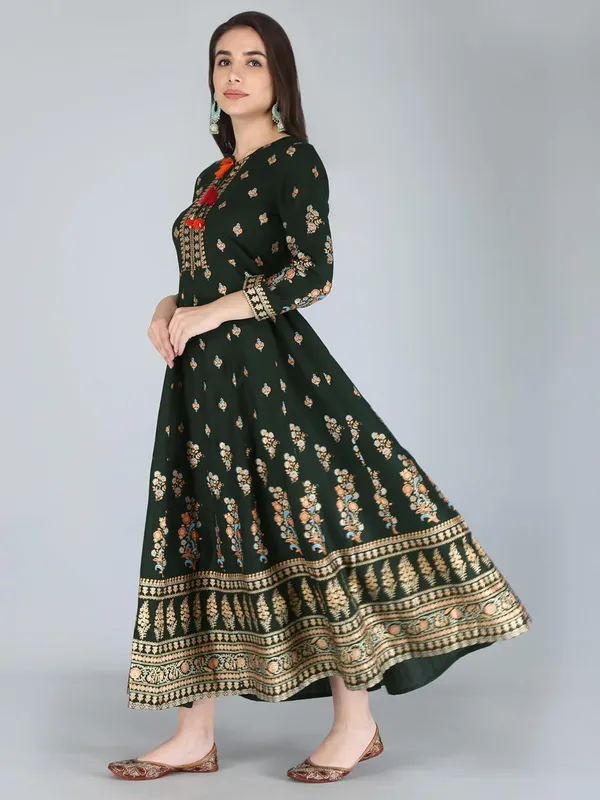 Dark_Green_Rayon_Anarkali_Kurti_For_Women