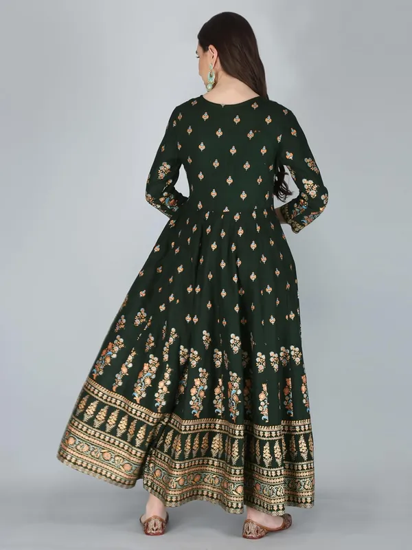 Dark_Green_Rayon_Anarkali_Kurti_For_Women