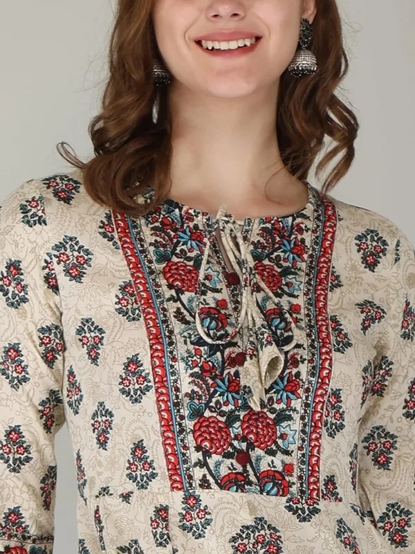 Cream_Rayon_Anarkali_Kurti_For_Women