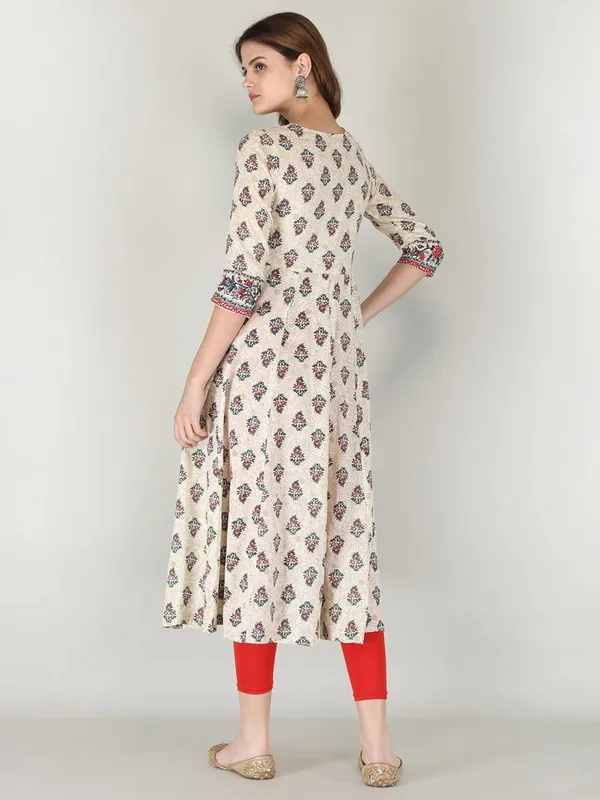 Cream_Rayon_Anarkali_Kurti_For_Women