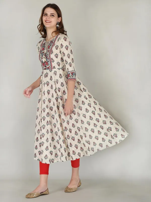 Cream_Rayon_Anarkali_Kurti_For_Women