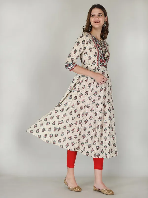 Cream_Rayon_Anarkali_Kurti_For_Women