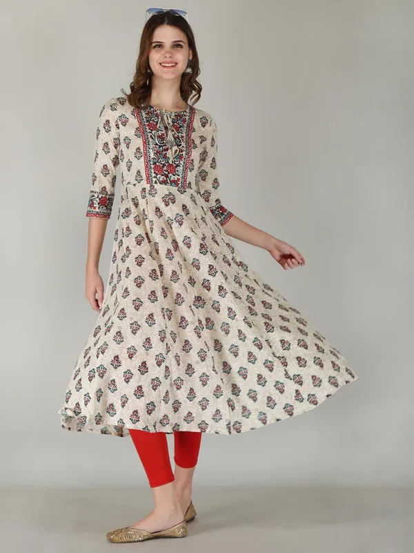 Cream_Rayon_Anarkali_Kurti_For_Women