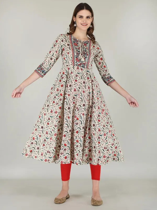 Cream_Rayon_Anarkali_Kurti_For_Women