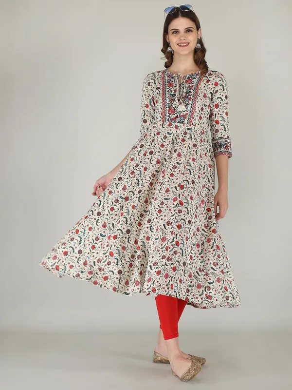 Cream_Rayon_Anarkali_Kurti_For_Women