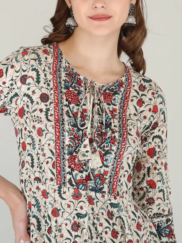 Cream_Rayon_Anarkali_Kurti_For_Women