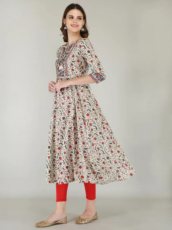 Cream_Rayon_Anarkali_Kurti_For_Women