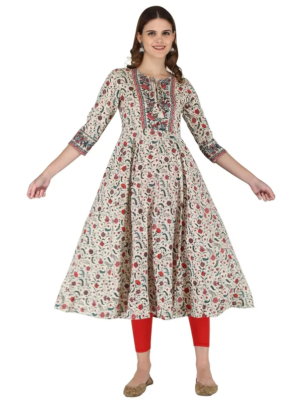 Cream_Rayon_Anarkali_Kurti_For_Women