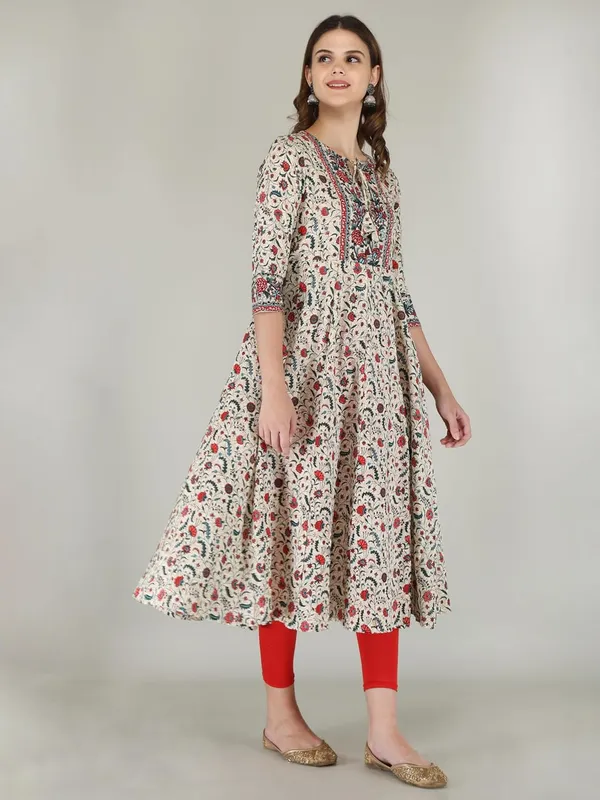 Cream_Rayon_Anarkali_Kurti_For_Women