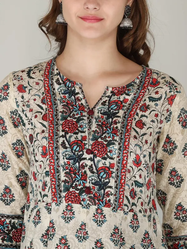 Cream_Rayon_Anarkali_Kurti_For_Women