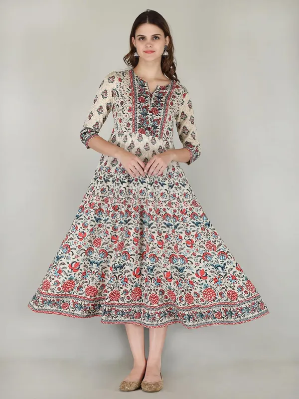 Cream_Rayon_Anarkali_Kurti_For_Women