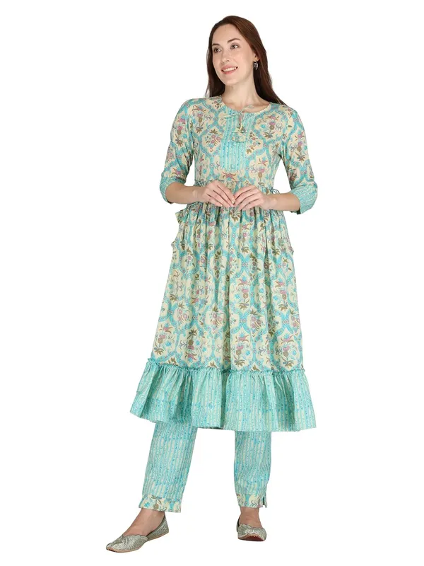 Light_Green_Rayon_Kurti_With_Pant_For_Women