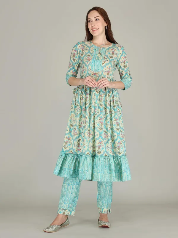 Light_Green_Rayon_Kurti_With_Pant_For_Women