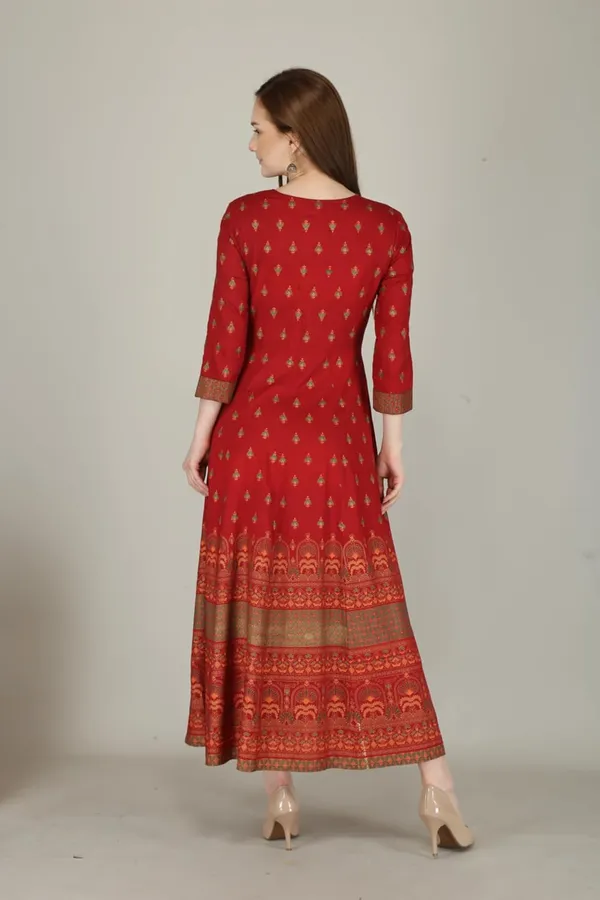 Red_Rayon_Anarkali_Kurti_For_Women