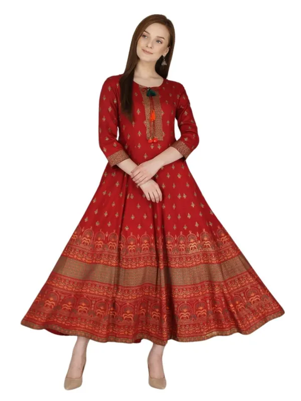 Red_Rayon_Anarkali_Kurti_For_Women
