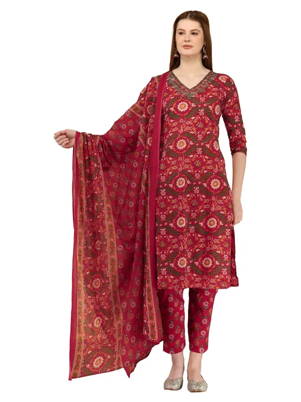 Red_Cotton_Suit_For_Women