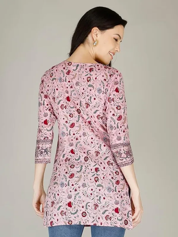 Pink_Rayon_Cotton_Blend_Short_Kurti_For_Women