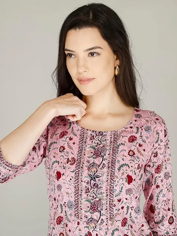Pink_Rayon_Cotton_Blend_Short_Kurti_For_Women