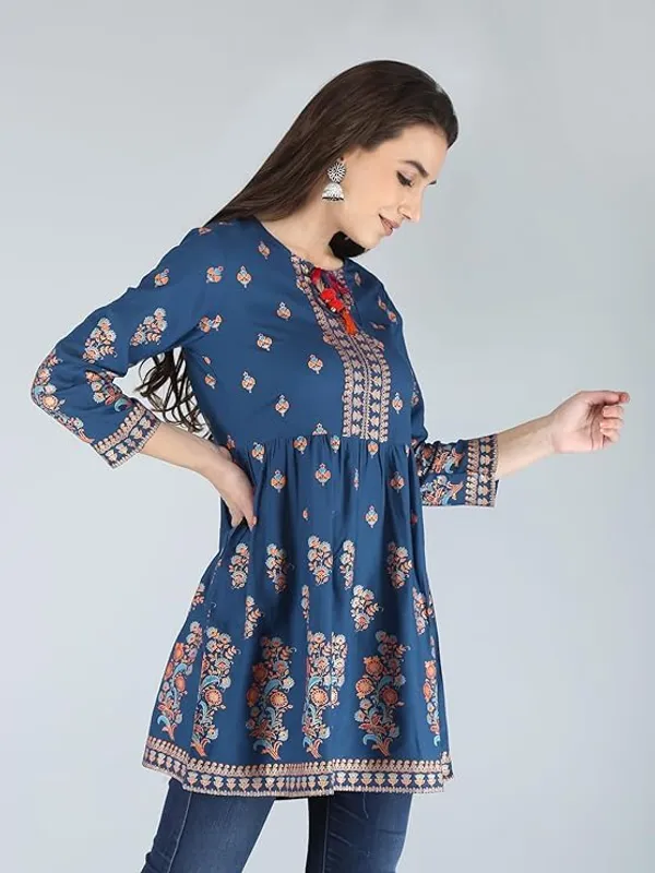 Blue_Rayon_Cotton_Blend_Top_For_Women
