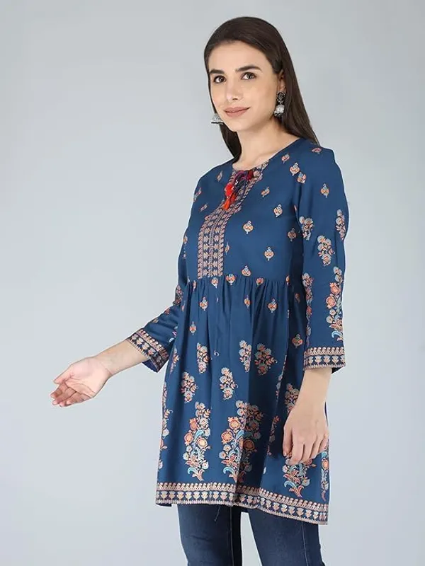 Blue_Rayon_Cotton_Blend_Top_For_Women