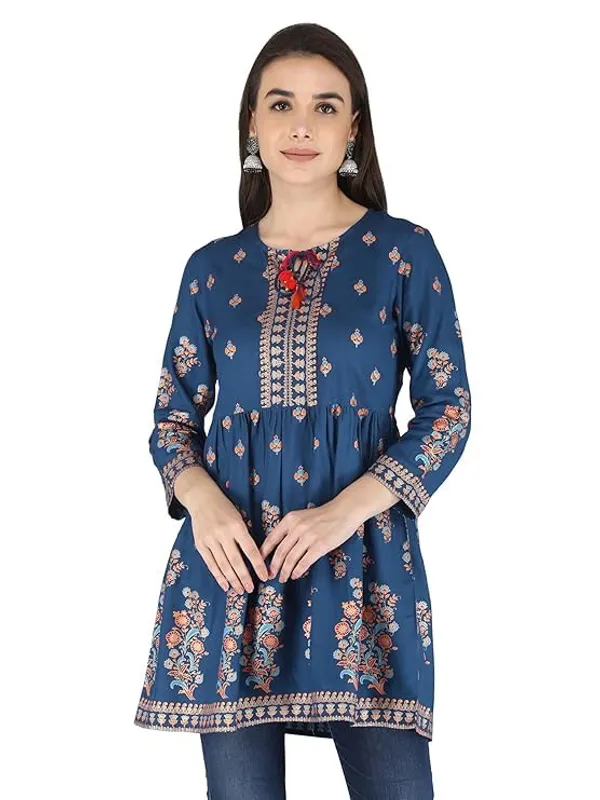 Blue_Rayon_Cotton_Blend_Top_For_Women