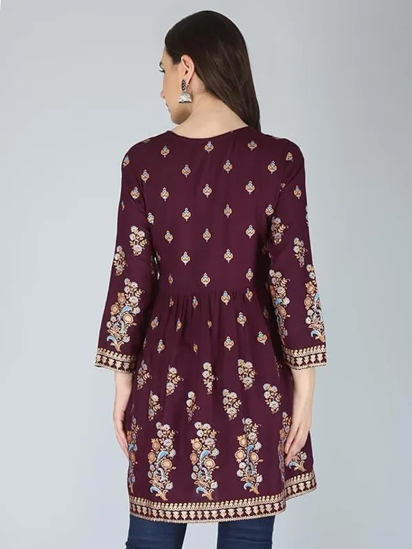 Wine_Rayon_Cotton_Blend_Top_For_Women