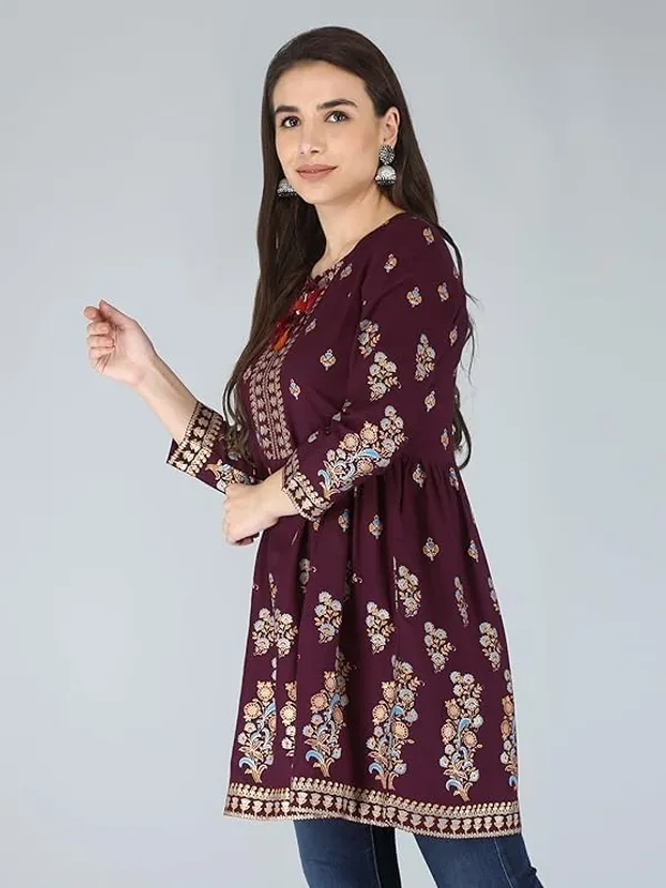 Wine_Rayon_Cotton_Blend_Top_For_Women