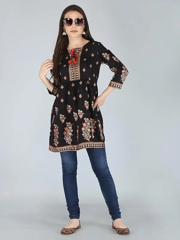 Black_Rayon_Cotton_Blend_Top_For_Women