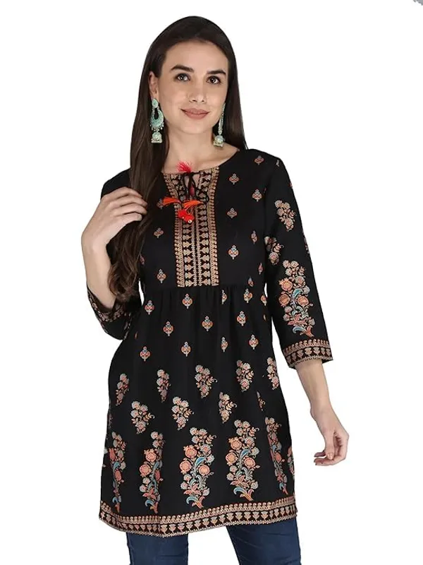 Black_Rayon_Cotton_Blend_Top_For_Women